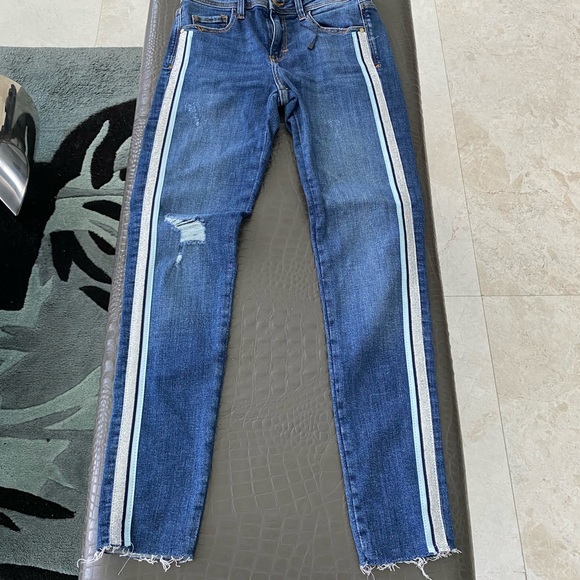 Zara skinny jeans with metallic detail size 24